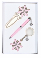 Подарочный набор ручка, брелок и закладка Колидора розовый