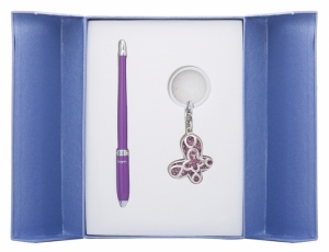 Подарочный набор ручка и брелок Агата фиолетовый