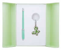 Подарочный набор ручка и брелок Агата зеленый