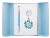 Подарочный набор ручка и брелок Алексия синий