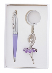 Подарочный набор ручка и брелок Амели фиолетовый