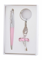 Подарочный набор ручка и брелок Амели розовый
