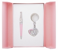 Подарочный набор ручка и брелок Амина розовый