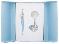 Подарочный набор ручка и брелок Амина синий
