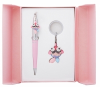 Подарочный набор ручка и брелок Антея розовый