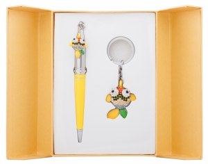 Подарочный набор ручка и брелок Антея желтый