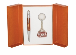 Подарочный набор ручка и брелок Калипсо коричневый