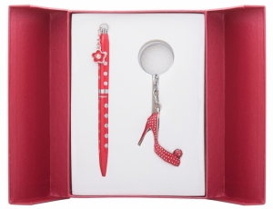 Подарочный набор ручка и брелок Климена красный