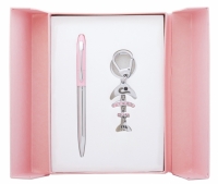 Подарочный набор ручка и брелок Клин розовый