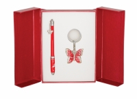 Подарочный набор ручка и брелок Мелита черный красный