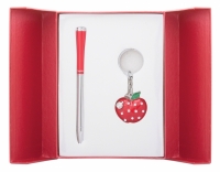 Подарочный набор ручка и брелок Мелия красный