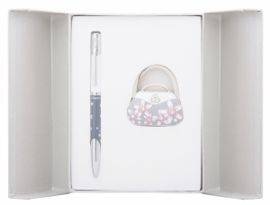 Подарочный набор ручка и держатель для сумки Филомена серый
