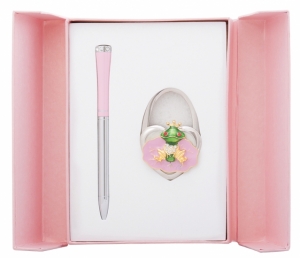 Подарочный набор ручка и держатель для сумки Лиций розовый