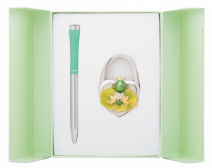 Подарочный набор ручка и держатель для сумки Лиций зеленый
