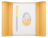 Подарочный набор ручка и держатель для сумки Лиций желтый