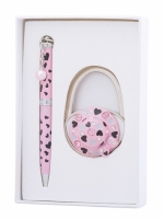 Подарочный набор ручка и держатель для сумки Нефтис розовый