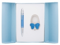 Подарочный набор ручка и держатель для сумки Персис синий