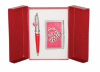 Подарочный набор ручка и визитница Минта красный
