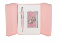 Подарочный набор ручка и визитница Минта розовый