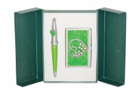 Подарочный набор ручка и визитница Минта зеленый