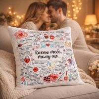 Подушка Кохаю тебе, тому що…  30х30см плюш