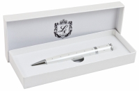 Шариковая ручка с кристаллами в подарочной упаковке Аделфи белая