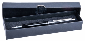 Шариковая ручка в черном подарочном футляре Мидас