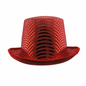 Шляпа Цилиндр с пайетками (красная)