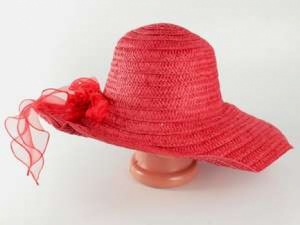 Соломенная шляпа Силько 46 см красная