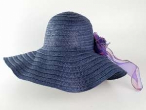 Соломенная шляпа Силько 46 см синяя