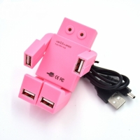 USB хаб Робот розовый