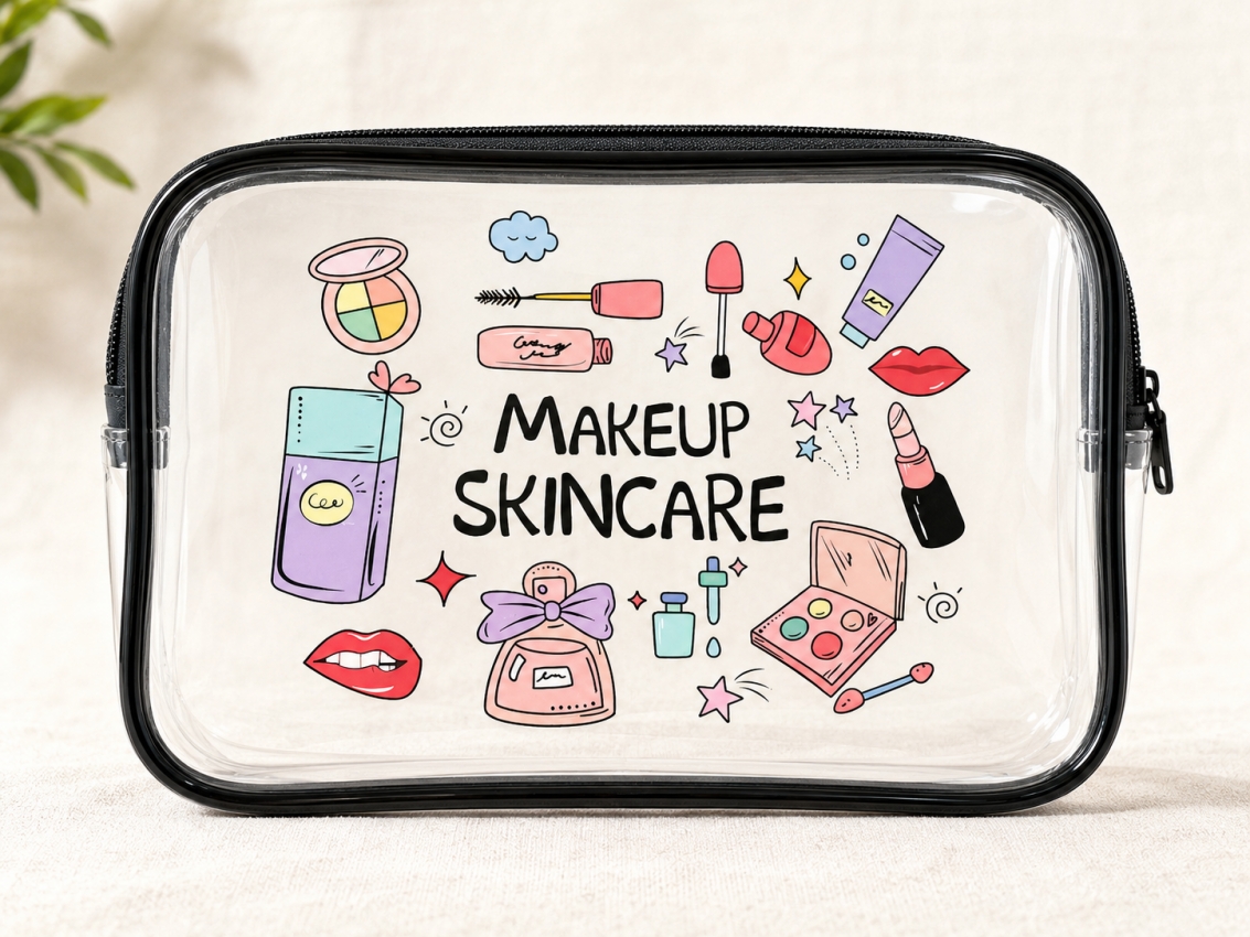 Прозора сумка-косметичка travel 20см make up skincare
