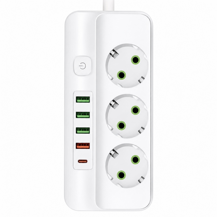 Мережевий фільтр-подовжувач 3 розетки 4USB Type-C Port 3m Glanse