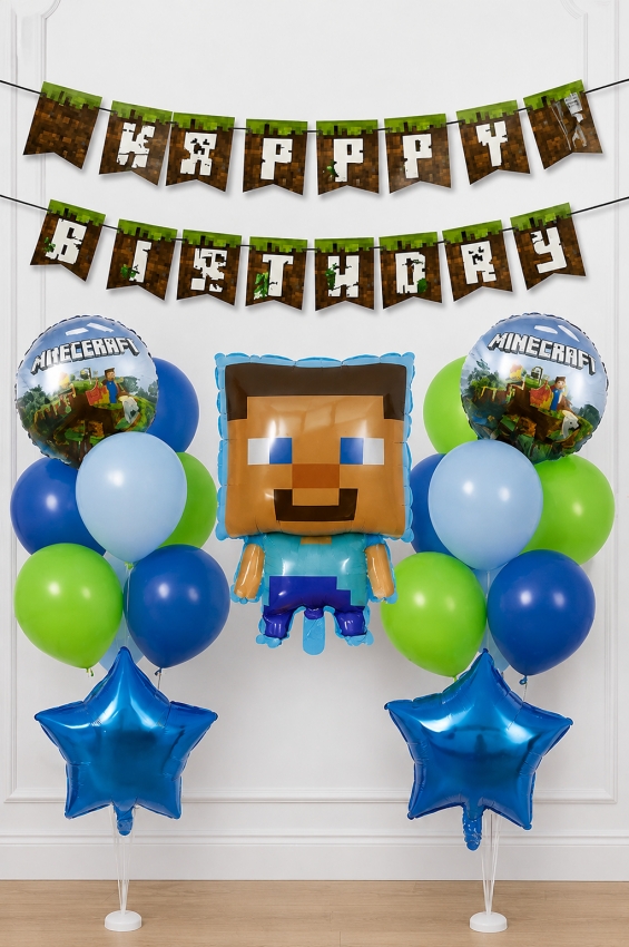 Набір повітряних куль 18 шт для оформлення Дня народження у стилі Minecraft
