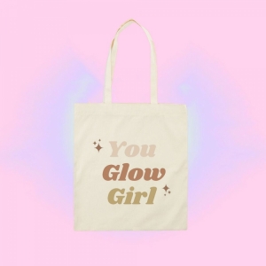 Эко сумка шоппер с принтом you glow girl 39х34 см (Бежевый)