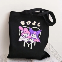 Эко сумка шоппер аниме с принтом  Куроми и Мелоди 39х34 см (Черный)