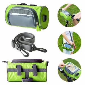 Водонепроницаемая велосипедная сумка с прозрачным карманом для телефона на руль (зеленый)