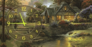 Часы на холсте Дом (Томас Кинкейд) 25х50