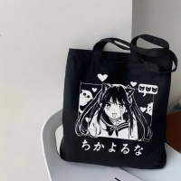 Эко сумка шоппер аниме с принтом  39х34 см (Черный)