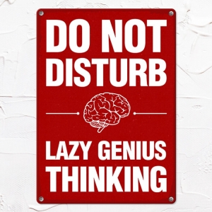 Табличка интерьерная металлическая Do not disturb Lazy genius thinking