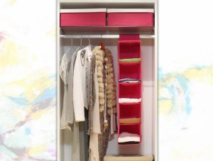 Hanging storage organizer 5 sections (pink)