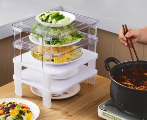 Shelf for storing food from 2 tables in the kitchen