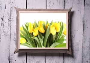 Tray with a pillow Yellow Tulips