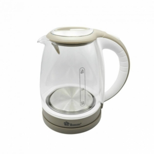 Электрический стеклянный чайник 1,8 л (Бело-серый)