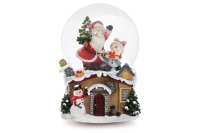 Декоративный музыкальный водяной шар Санта и снеговик 15,5 см