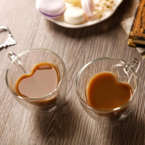 Набор чашек для кофе с двойным дном Сердце 250 мл (2 шт)