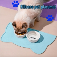 Коврик под миску для кошек и собак Ушки, Нескользящий силиконовый коврик-подставка под миски для соб