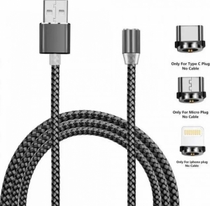 Кабель для зарядки телефона 3 в 1 micro usb, type-c, lighting iphone magnetic 360