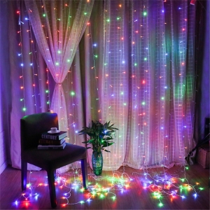 LED garland Waterfall 280 LED, transparent cord 3x2 m (Multicolor)