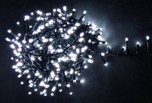 LED festoon 25 m, 500 LED, black cord (White)